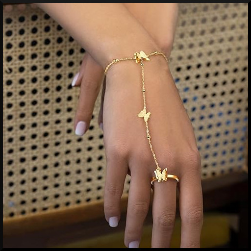 Armband + Ring Fjäril Guld